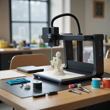A 3D printer creating a small, intricate sculpture layer by layer