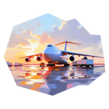 An Antonov plane resting on the tarmac as dawn breaks