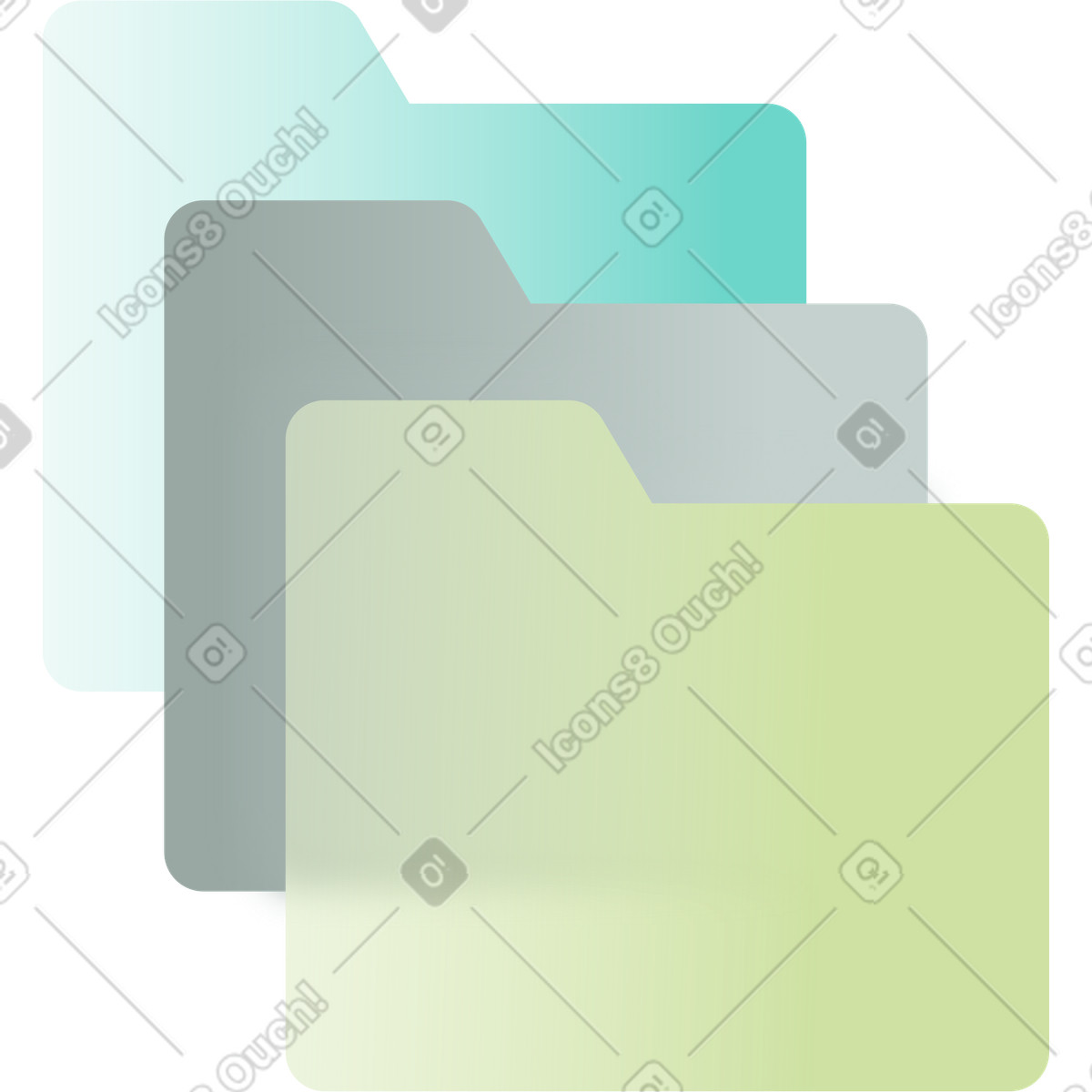 Office スタイルの 3つのファイルフォルダーが透明 のイラストをPNG、SVG形式でダウンロード