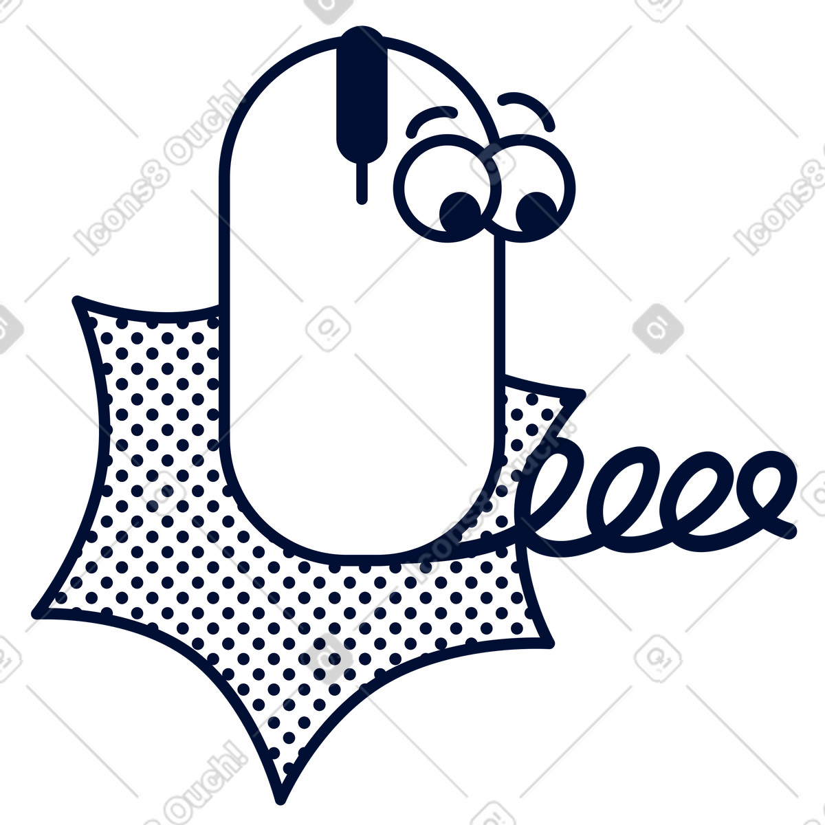Digital navigation, Workflow efficiency, Cute wired mouse with eyes illustrazione in stile Blink scarica in PNG, SVG