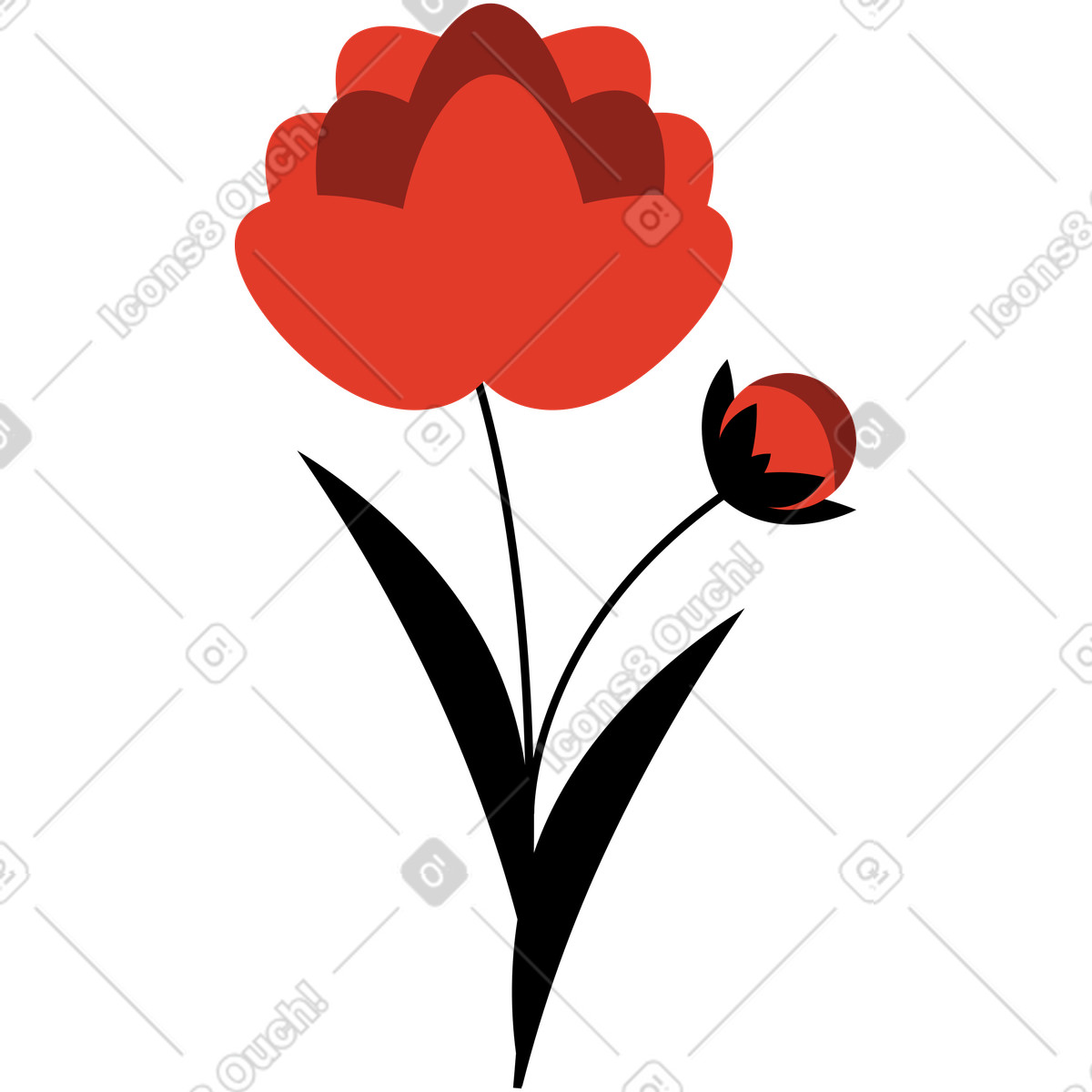 Burgundy 스타일의 꽃 일러스트레이션 PNG, SVG 다운로드