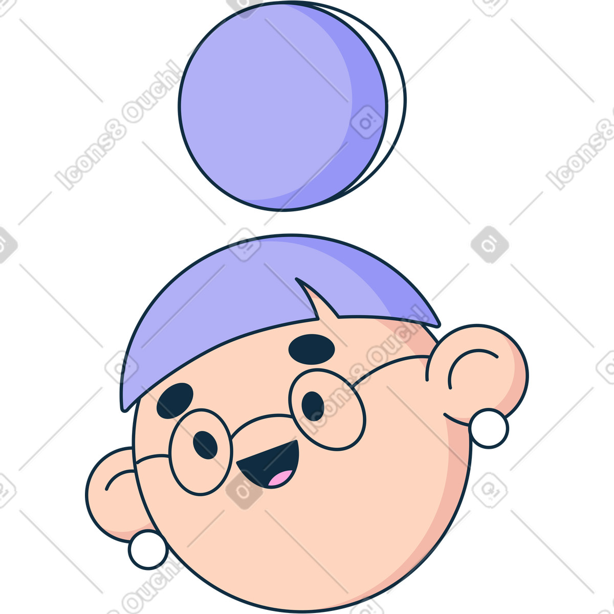 Ilustración Cabeza de mujer con gafas en estilo Bubble gum a descargar en PNG y SVG