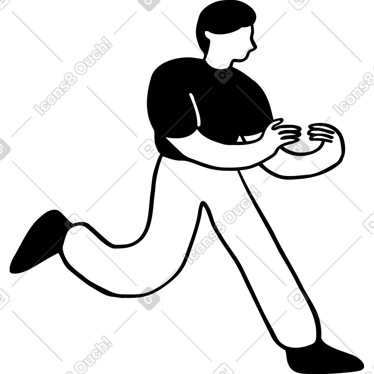 Man running and holding something illustration in Journal style download in PNG, SVG