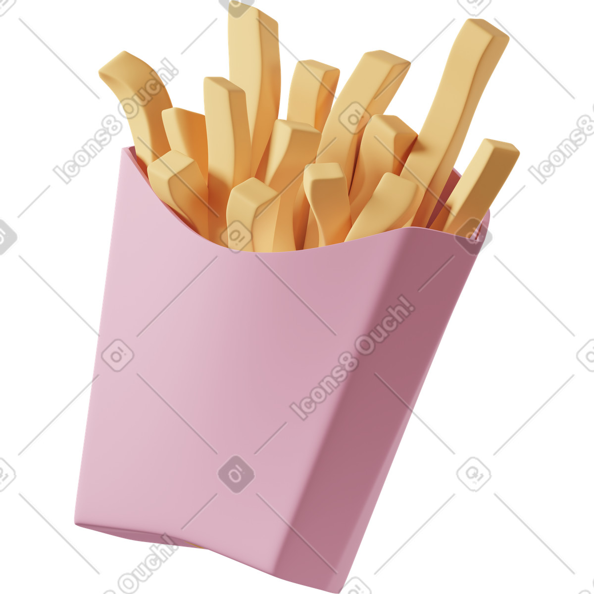 Ilustração de French fries em no estilo 3D Casual life para baixar em PNG, SVG