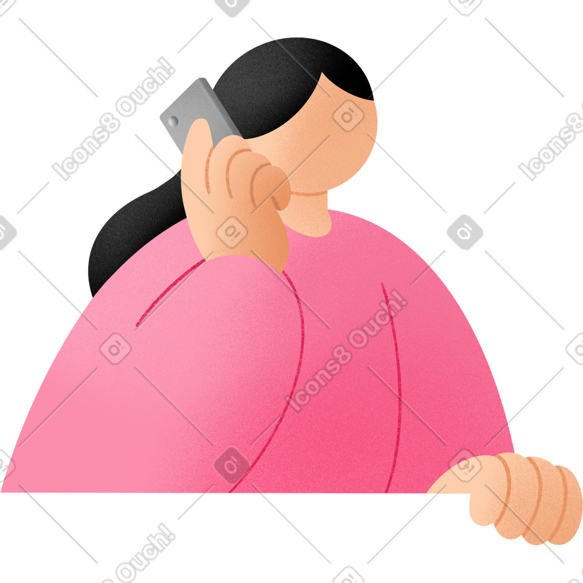 Ilustração de Young woman talking on the phone em no estilo Joy para baixar em PNG, SVG