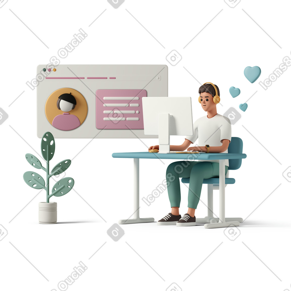 Mann chattet auf dating-site-Illustration in PNG, SVG