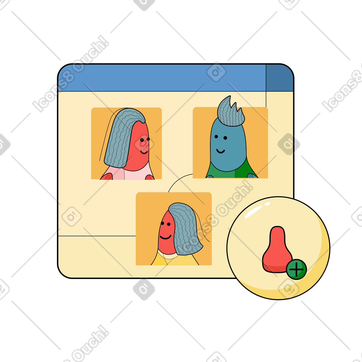 Benutzer hinzufügen-Illustration im Surr-Stil als Download in PNG, SVG