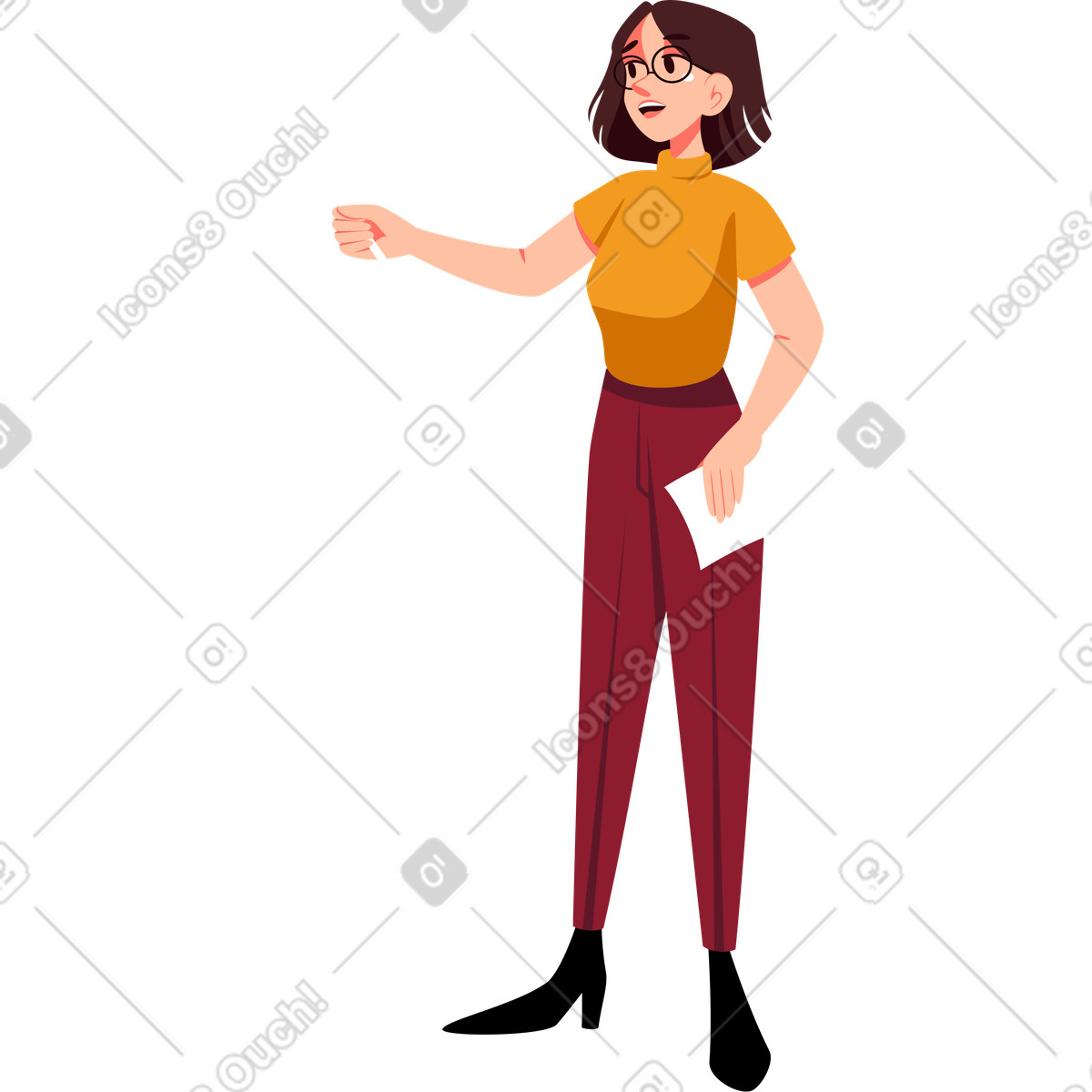 Teacher with pointer and paper illustration in PNG, SVG