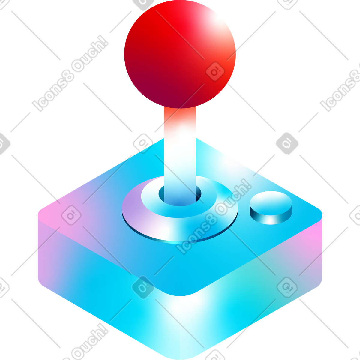Retro joystick with red handle illustration in PNG, SVG
