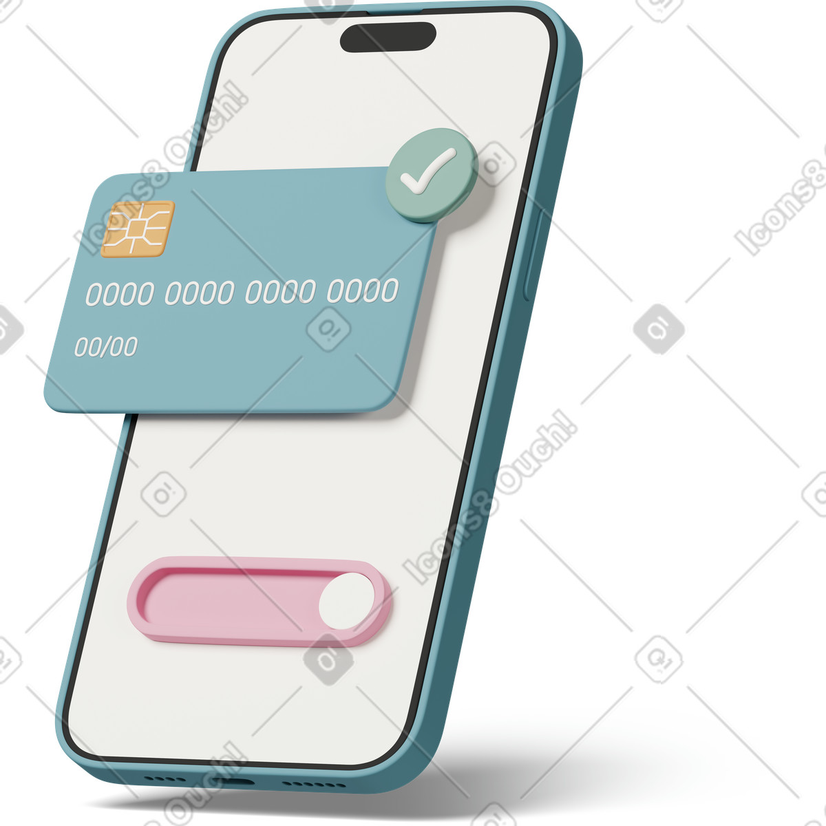Mobile banking transaction illustration in PNG, SVG