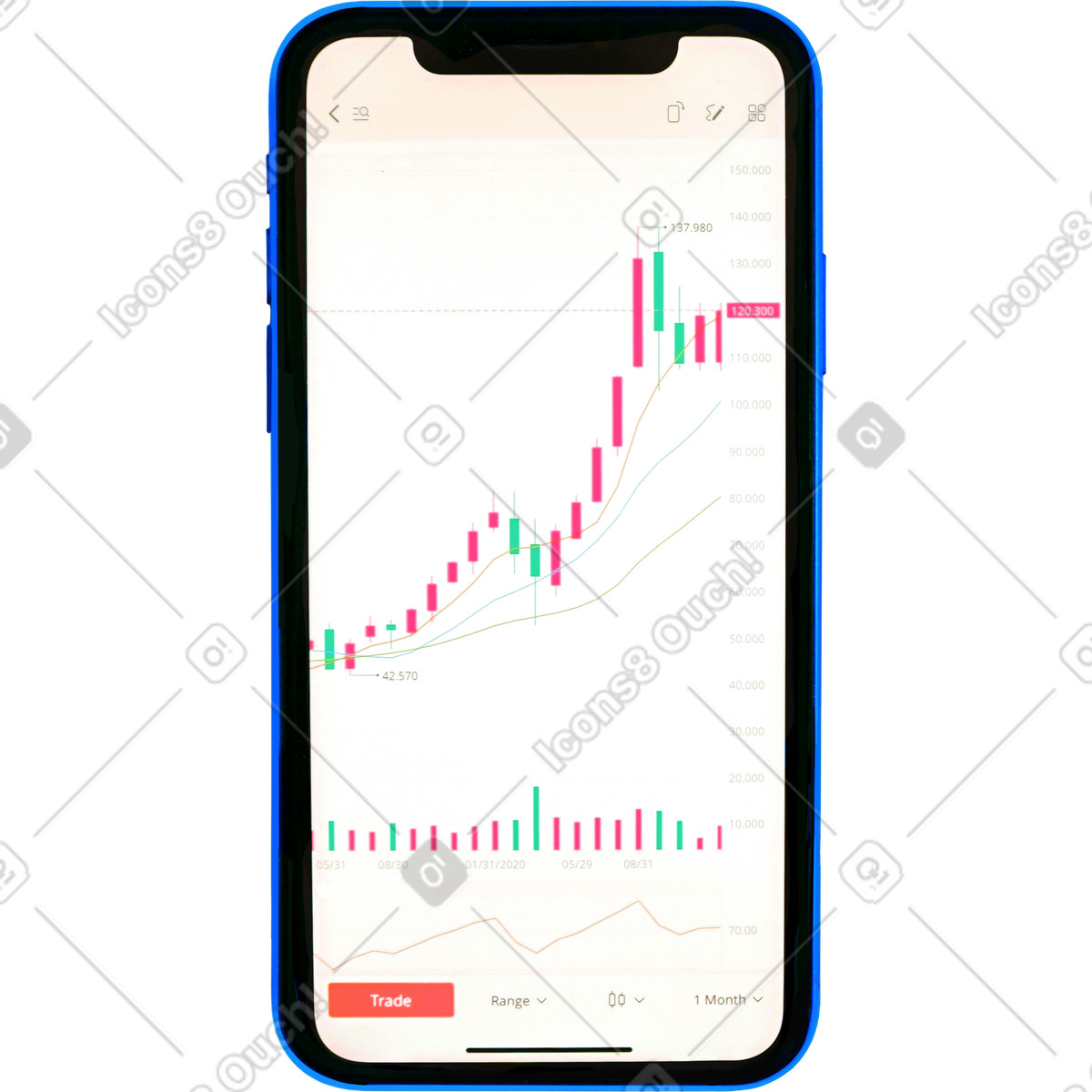Telefono con un'app finanziaria illustrazione in stile Marker scarica in PNG, SVG