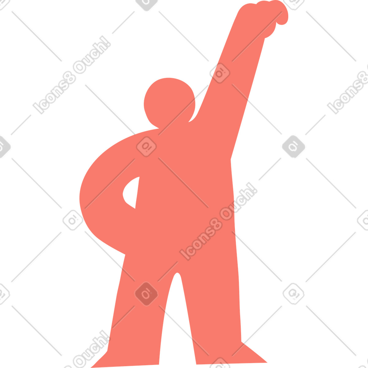 Bold People スタイルの Silhouette abstract human shape stretching arm up celebrating success のイラストをPNG、SVG形式でダウンロード