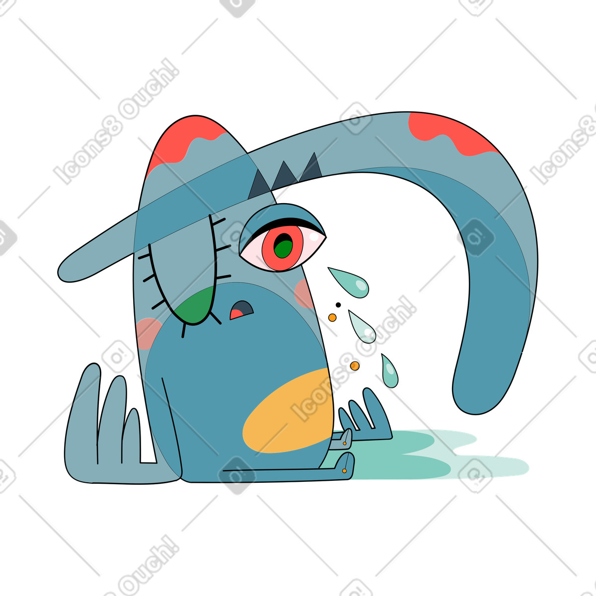 Surr 스타일의 Crying surreal creature, Bad gateway concept 일러스트레이션 PNG, SVG 다운로드