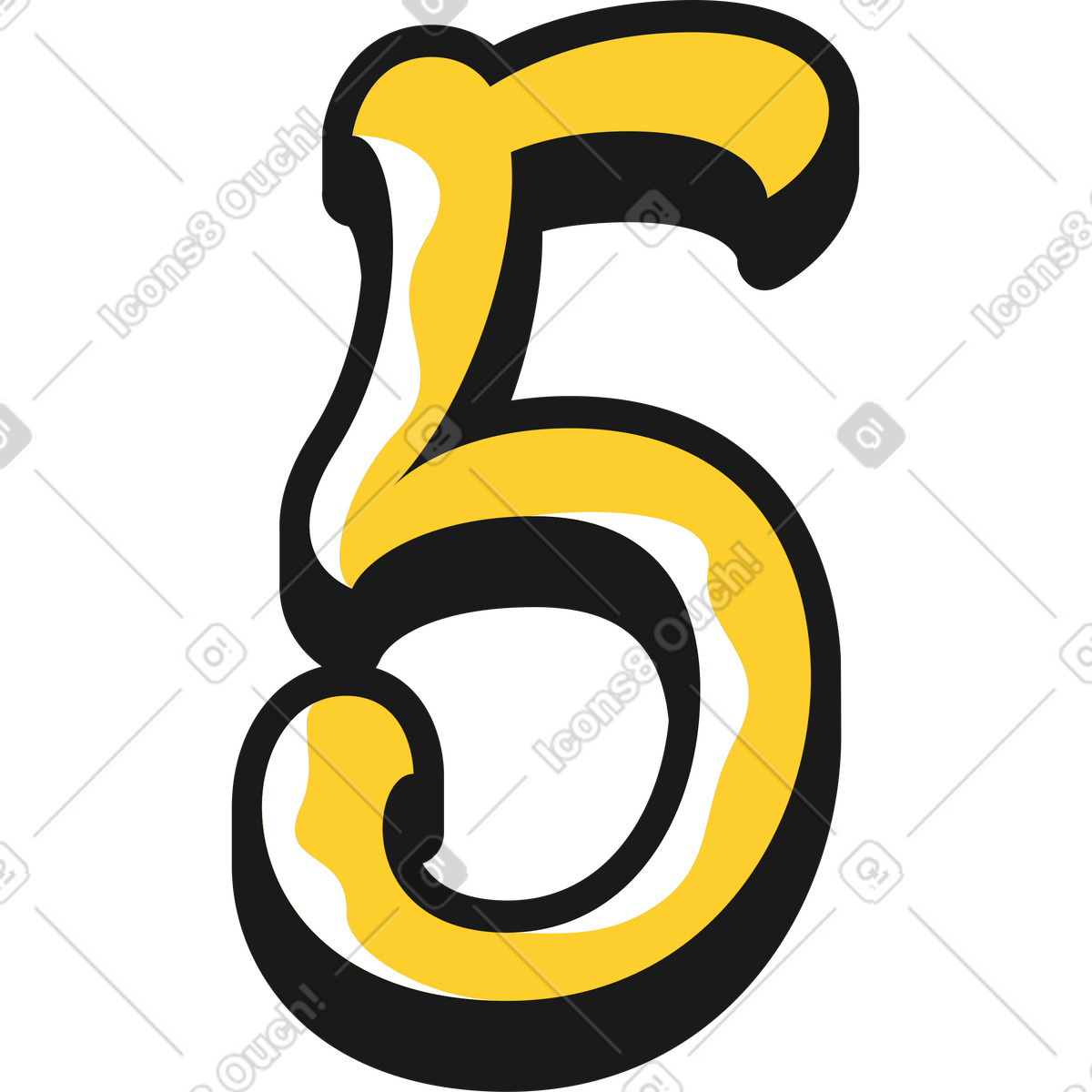 Lettering five illustration in Taxi style download in PNG, SVG