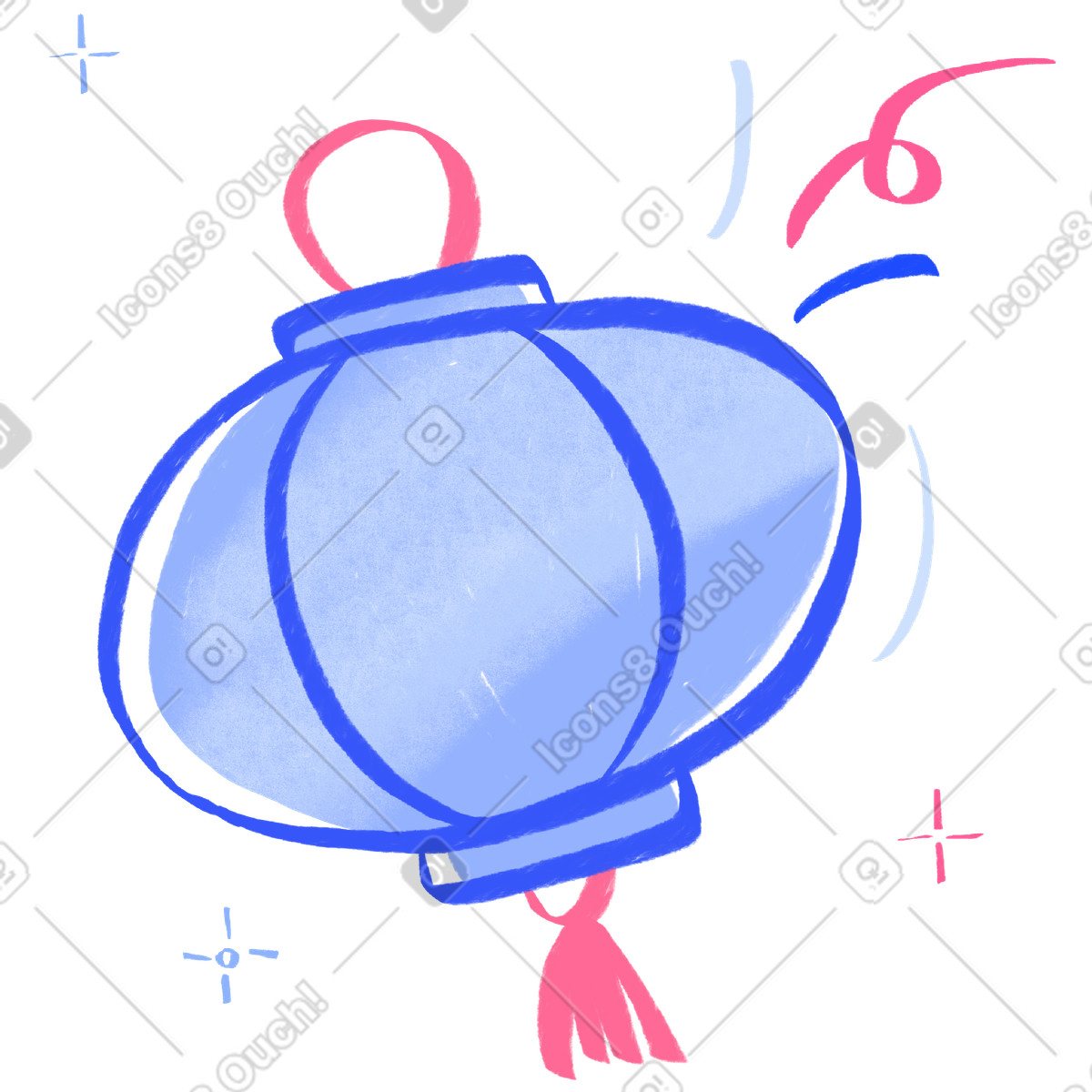 下载 Quirky 风格的 Chinese new year lantern with confetti 插画，支持 PNG、SVG 格式