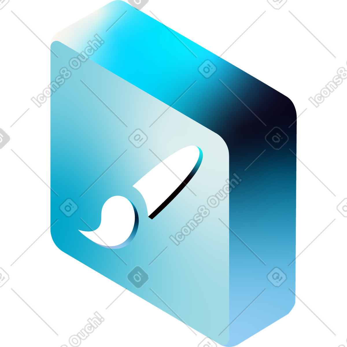 Isometrisches symbol des grafischen pinselwerkzeugs-Illustration im Glare-Stil als Download in PNG, SVG
