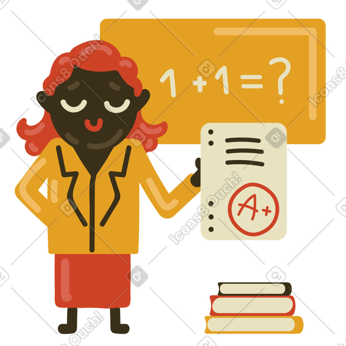 Satisfied school teacher illustration in Arabica style download in PNG, SVG