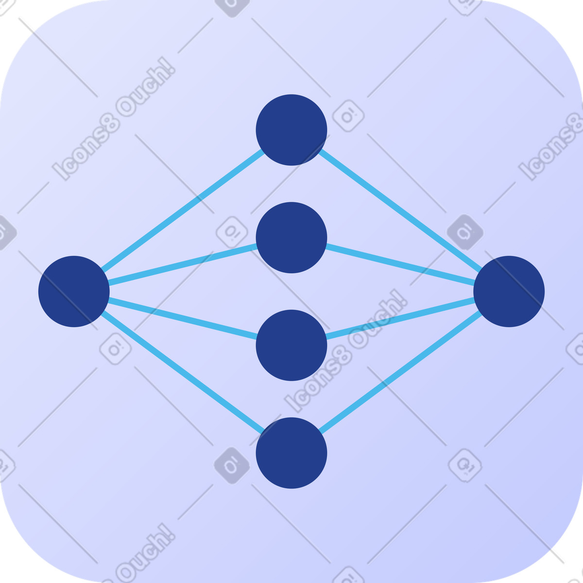 Ilustración Icono de red neuronal en estilo Quantum a descargar en PNG y SVG