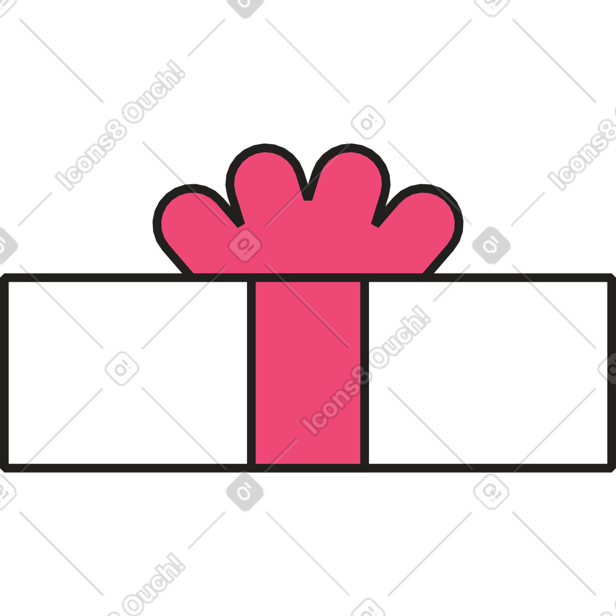Gift box with pink bow illustration in Dazzle Line style download in PNG, SVG