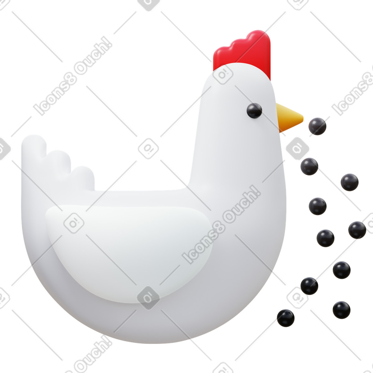Feeding chicken illustrazione in stile 3D Fluency scarica in PNG, SVG