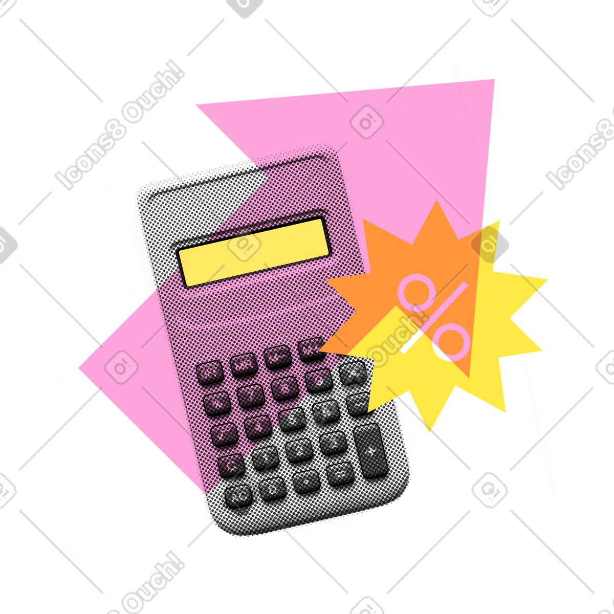 Sale, calculator, and increased discounts illustration in PNG, SVG