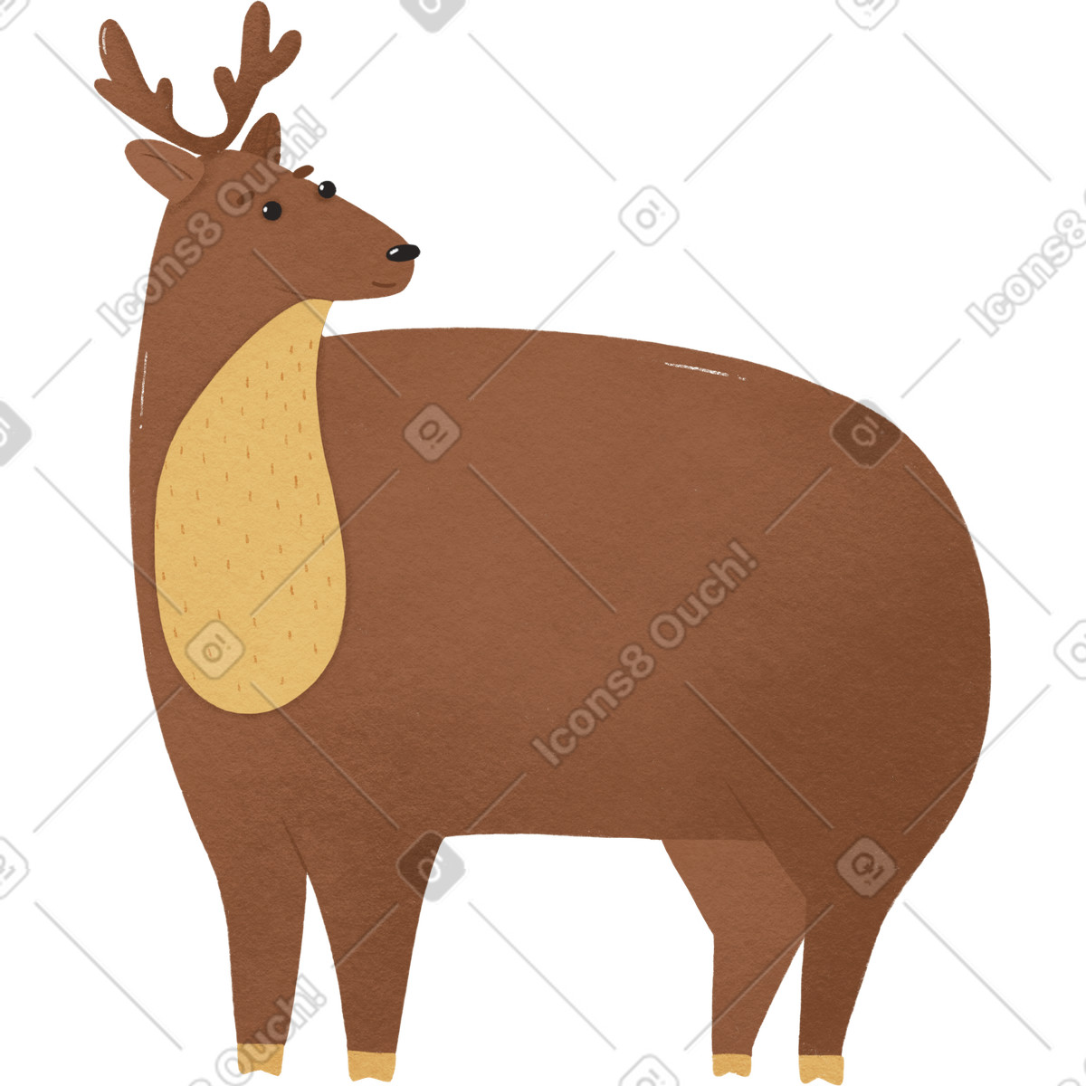 Woolly 스타일의 Big brown deer with antlers 일러스트레이션 PNG, SVG 다운로드