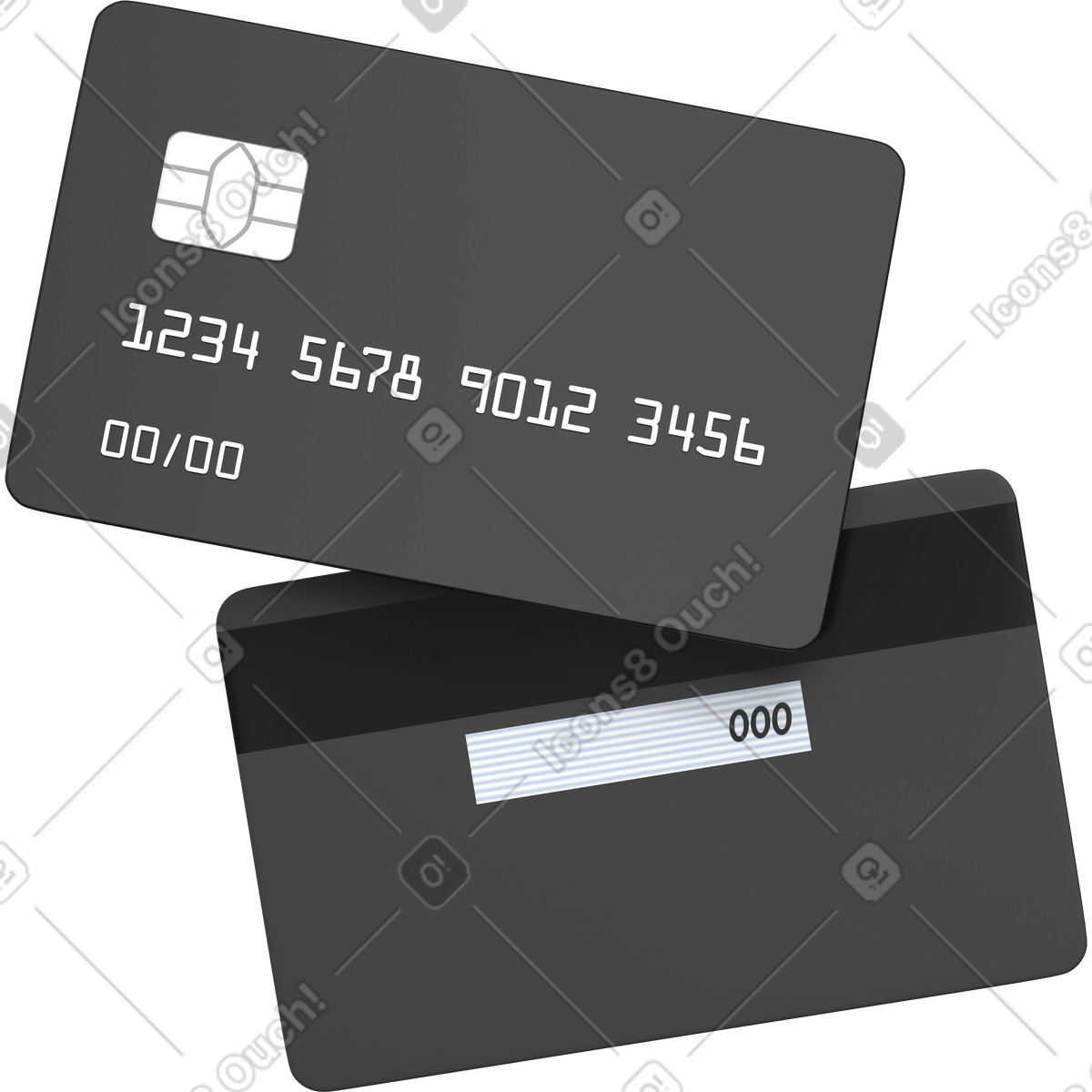 Ilustración Two black credit card en estilo 3D Business a descargar en PNG y SVG