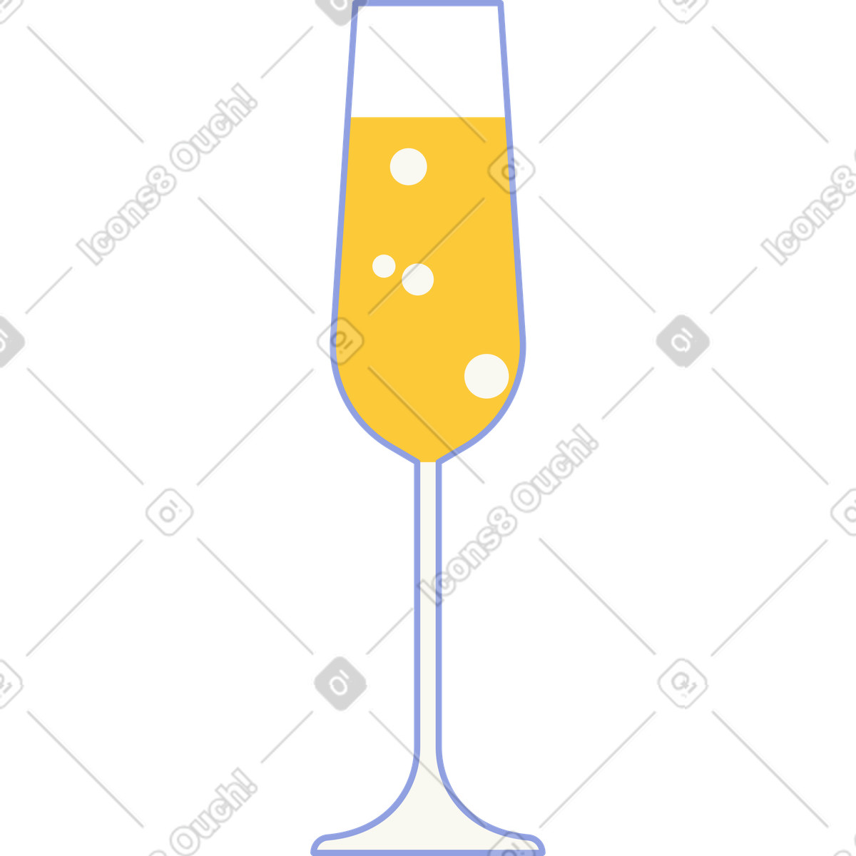 Bicchiere di champagne illustrazione in stile Juicy scarica in PNG, SVG
