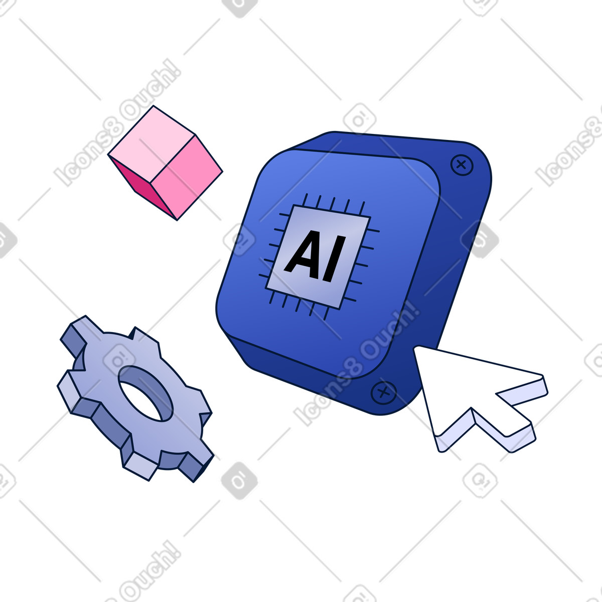 Ai 기반 cpu 통합 illustration in Neat style download in PNG, SVG