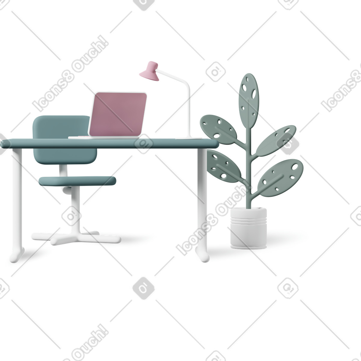 3D Casual life 스타일의 Office composition 일러스트레이션 PNG, SVG 다운로드