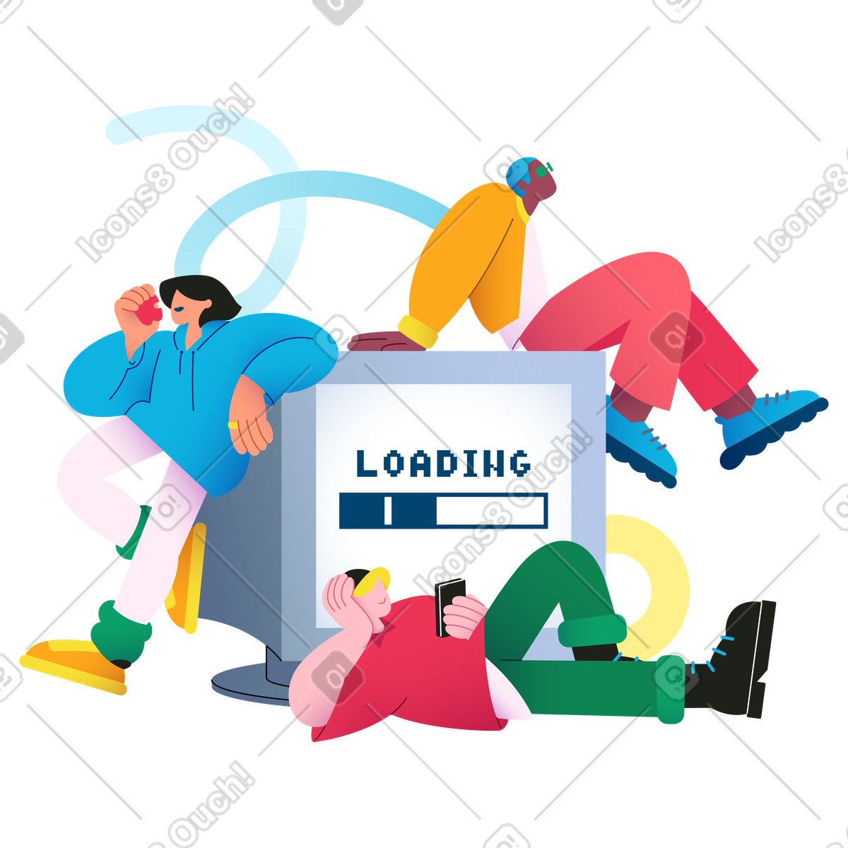 Ilustração animada de Aguardando upload ou download em no estilo Colors para baixar em GIF, Lottie (JSON), AE