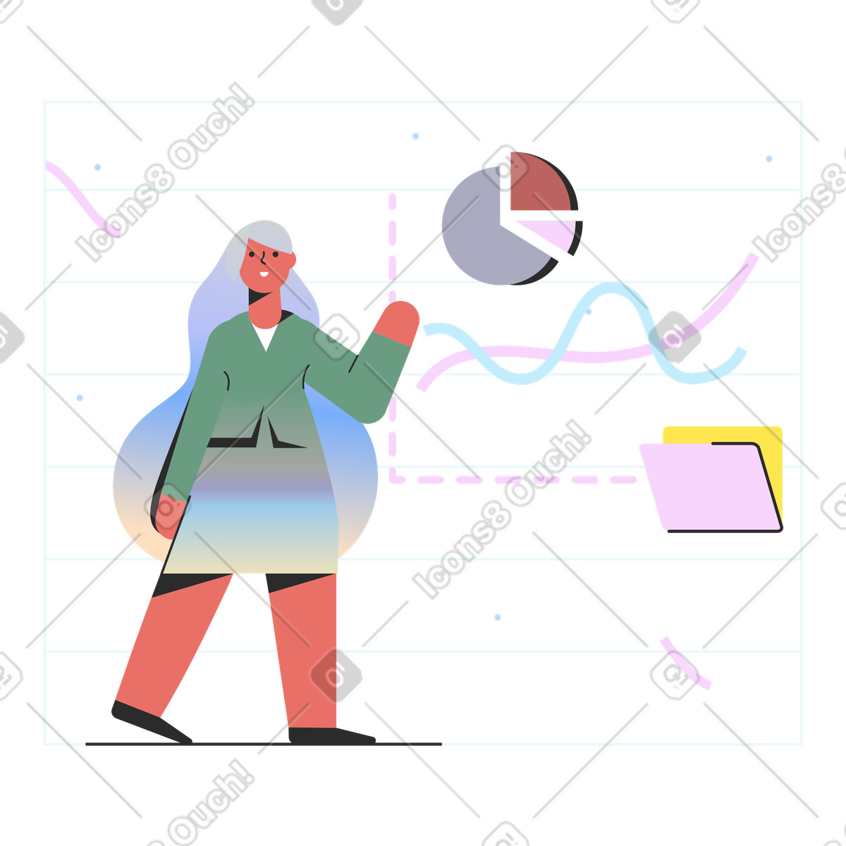 Marginalia スタイルの 事業報告 のイラストをPNG、SVG形式でダウンロード