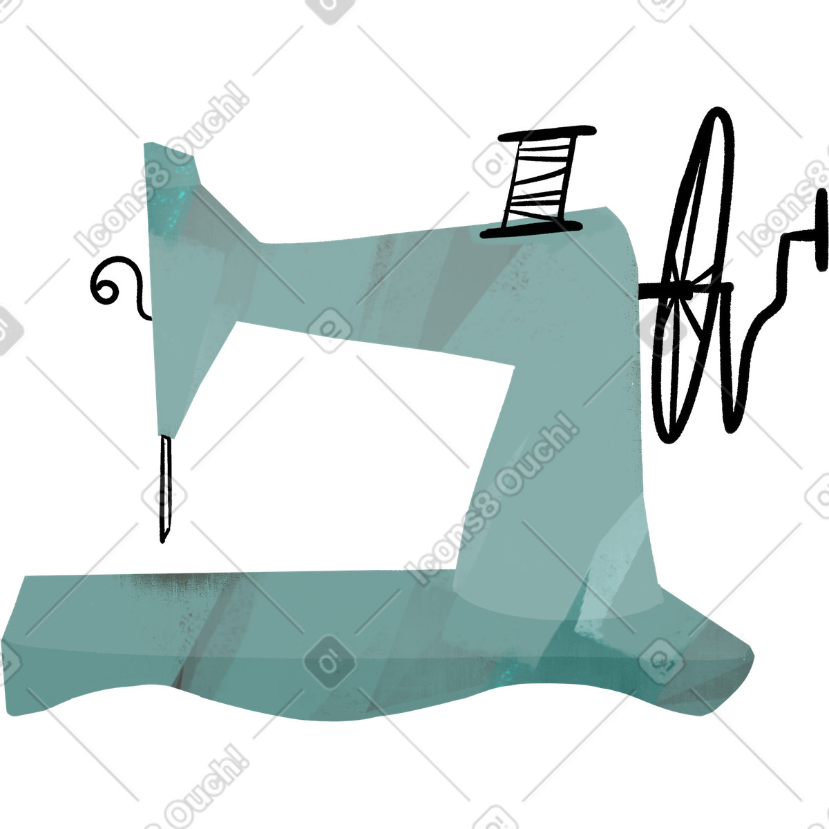 Sewing machine illustration in Fabulous style download in PNG, SVG