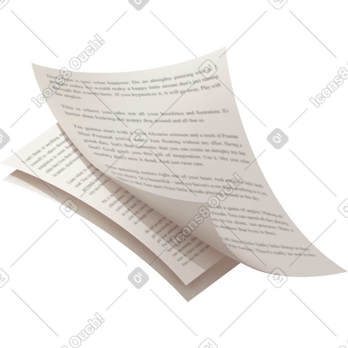 Floating papers-Illustration im Props-Stil als Download in PNG, SVG