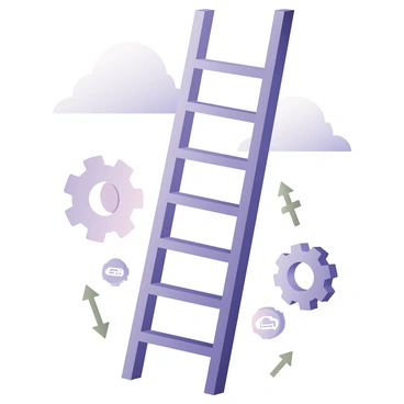 A ladder reaching into the cloud symbolizing SaaS scalability