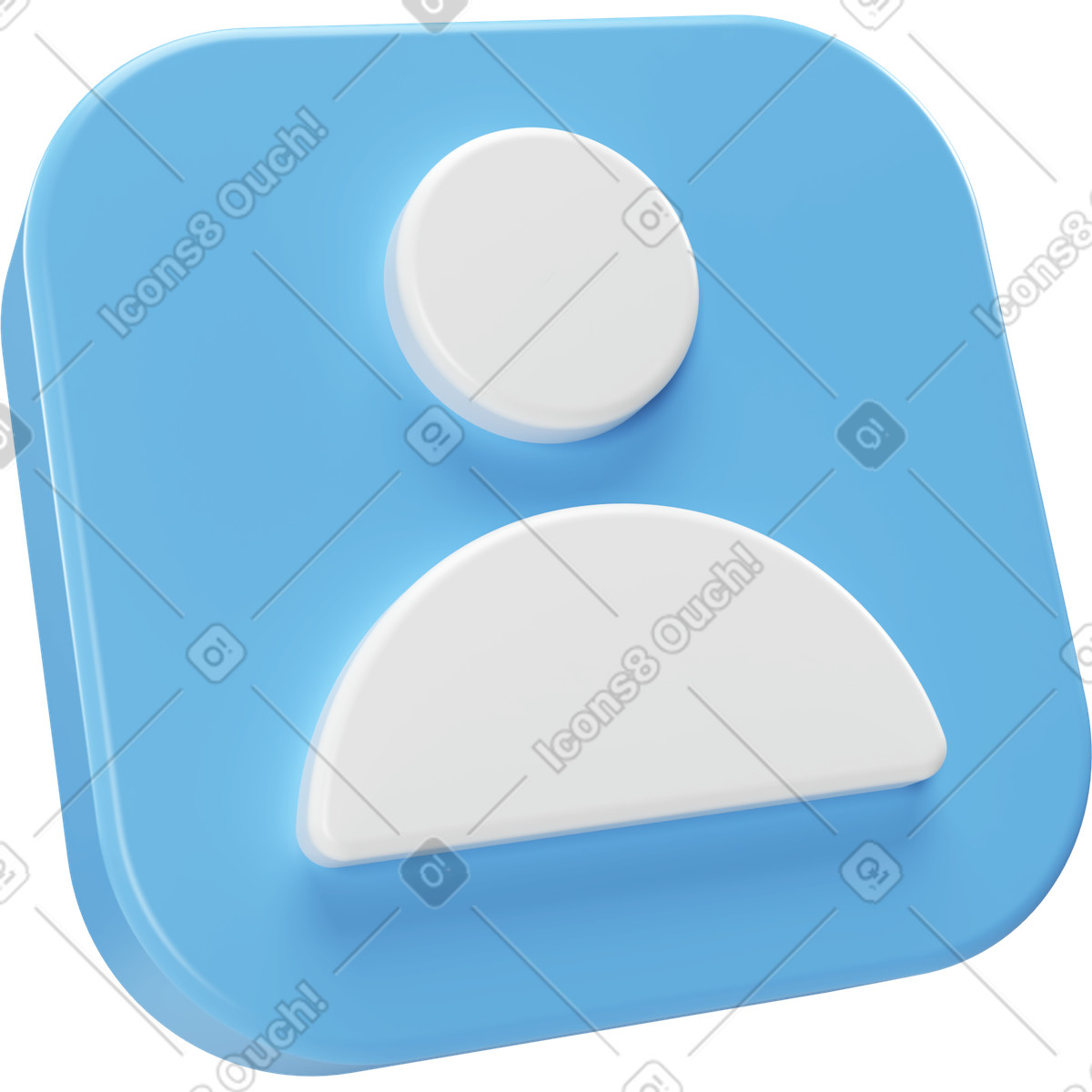 User icon on blue plastic plate illustration in 3D Corporate style download in PNG, SVG