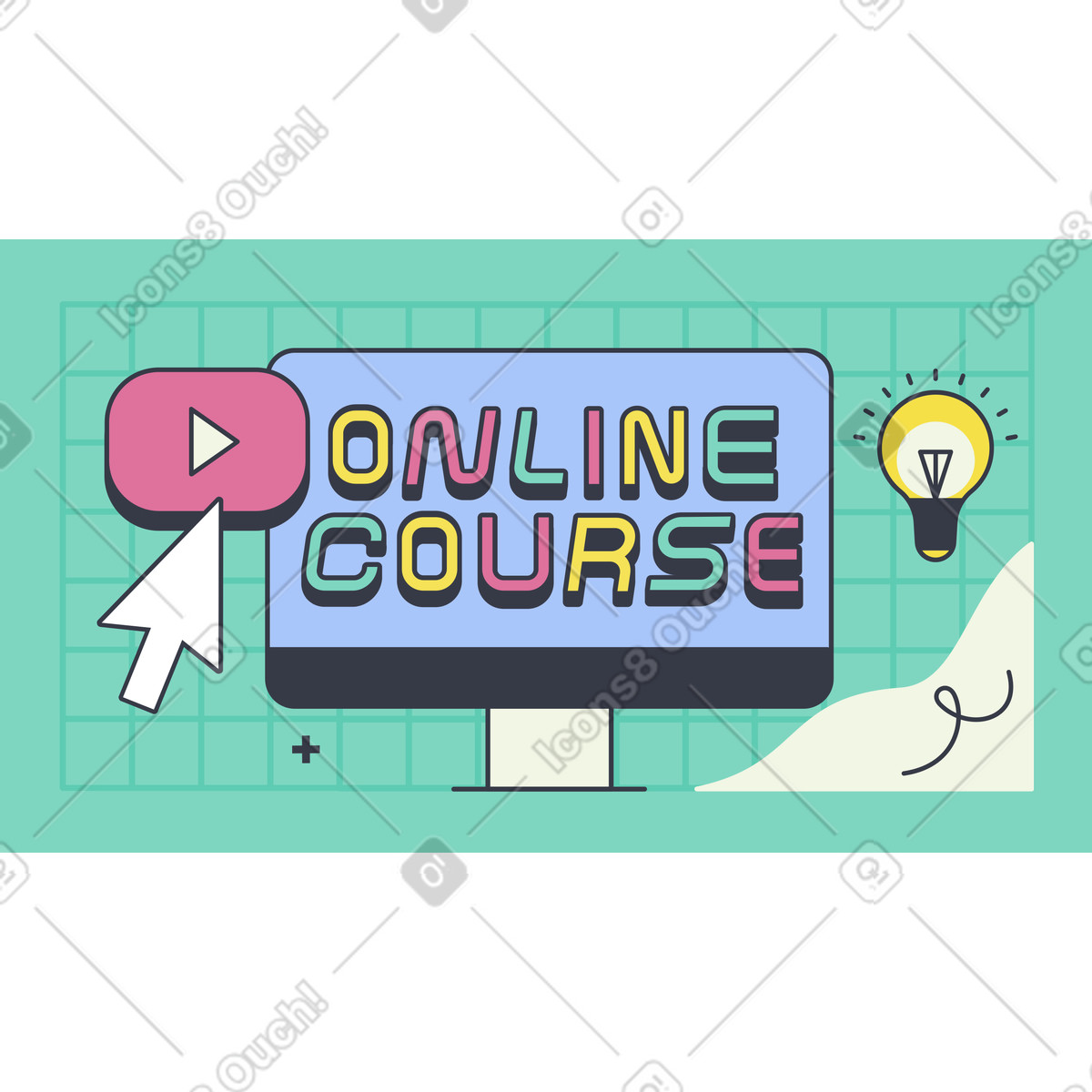 Ilustración Curso online de lettering en ordenador estilo Abstract a descargar PNG y SVG