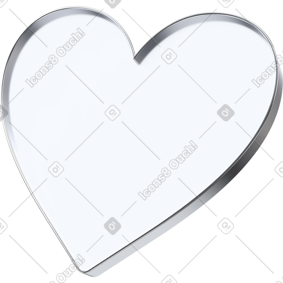Illustration Icône de cœur transparent, symbole fidélité client et « j'aime » dans le style 3D Pro à télécharger aux formats PNG, SVG