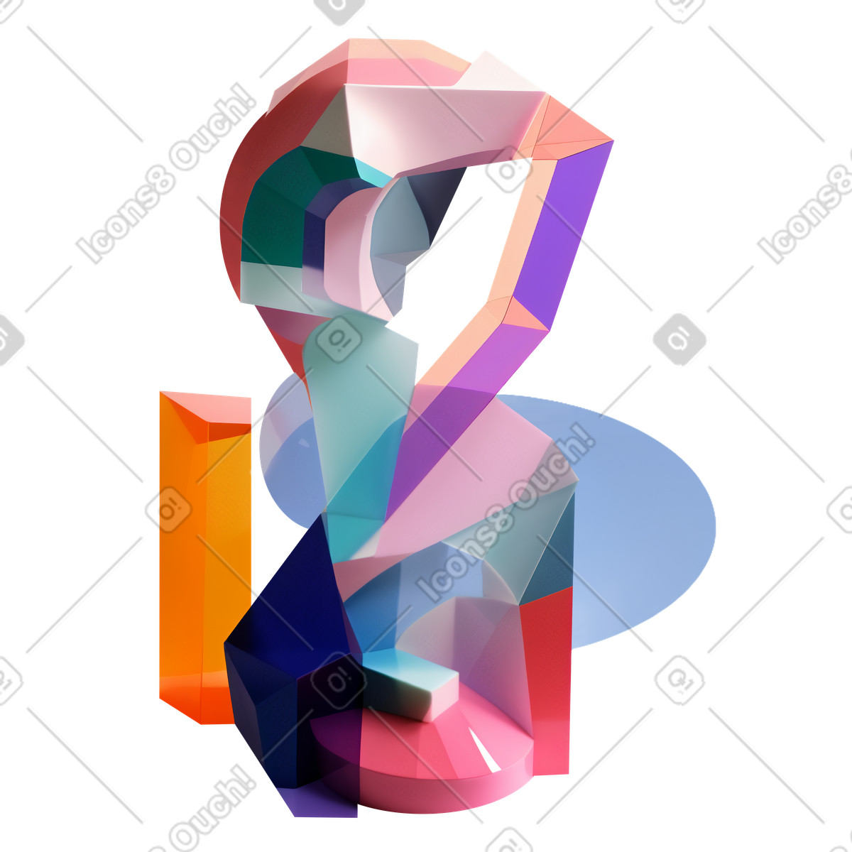 Abstract plastic composition illustration featuring swirls clipart in PNG SVG