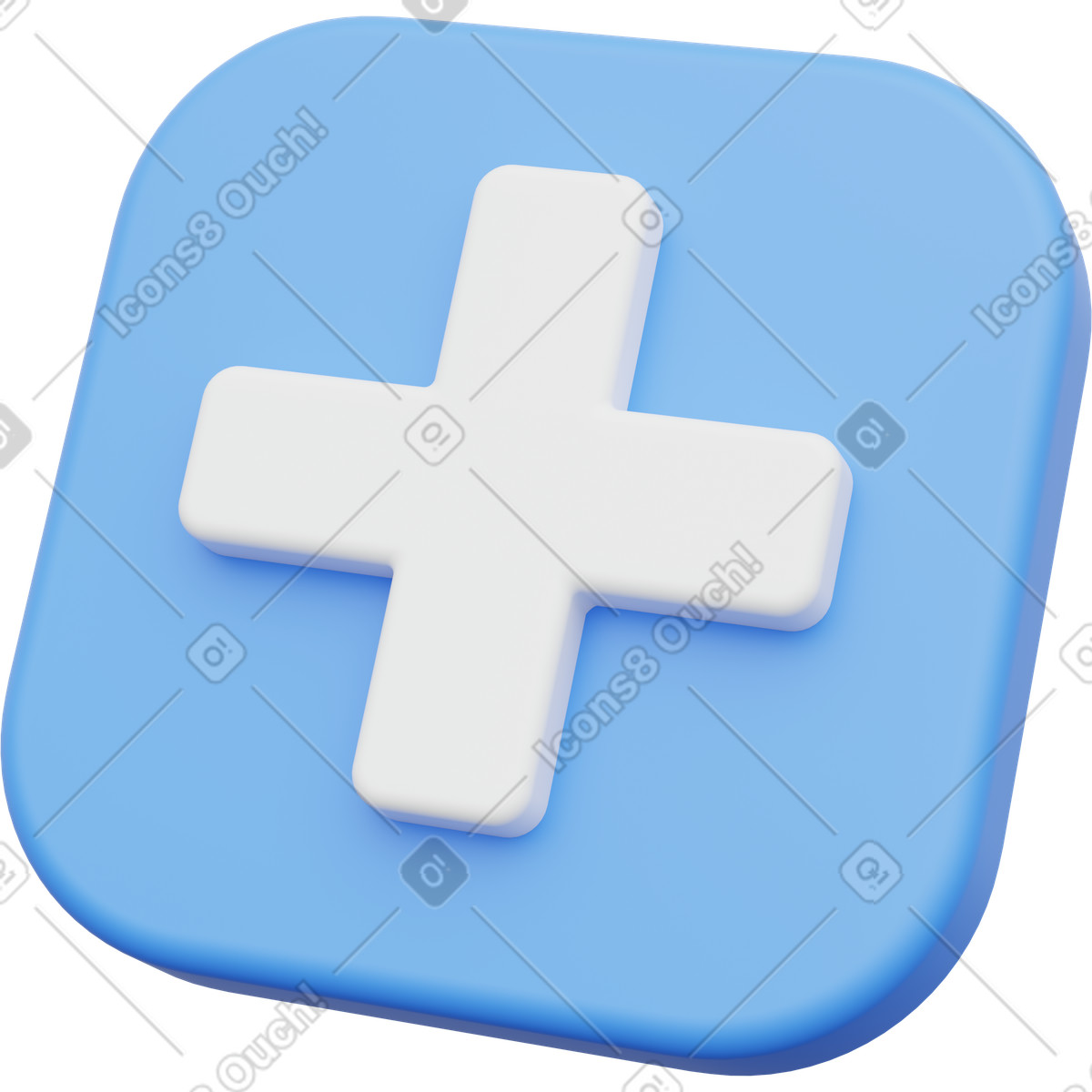 Illustration Icône plus bleue, symbole d'ajout, bouton positif et d'augmentation dans le style 3D Playful à télécharger aux formats PNG, SVG
