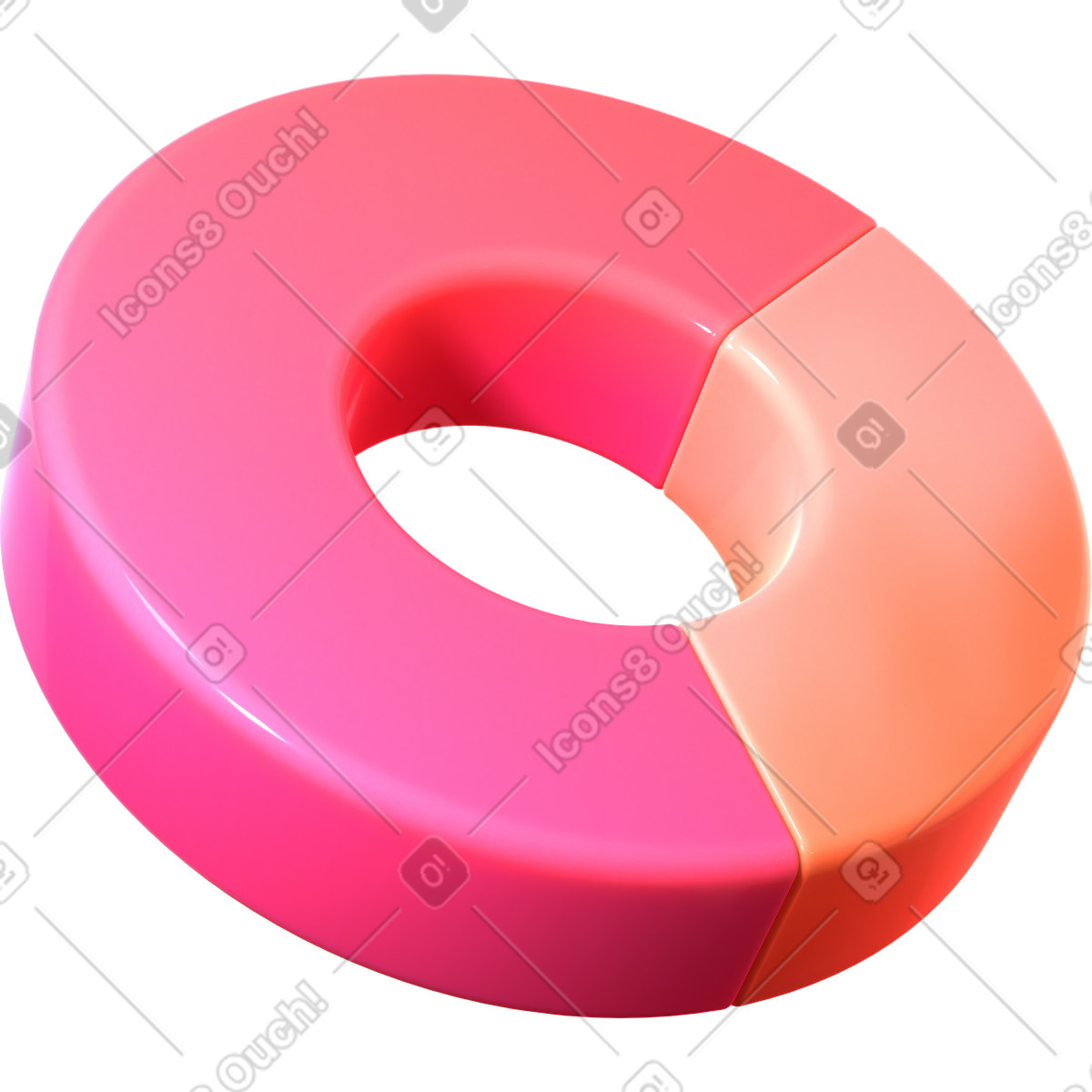 Ilustração de Diagrama donut com duas partes em no estilo 3D Glassy para baixar em PNG, SVG