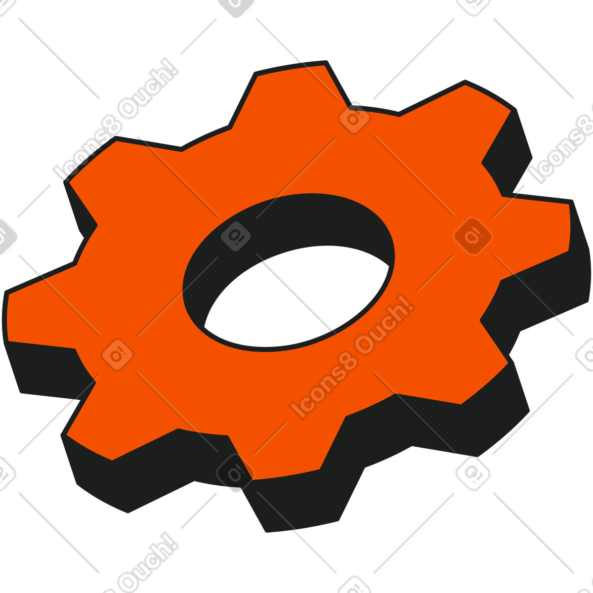 Gear illustration in Strict style download in PNG, SVG