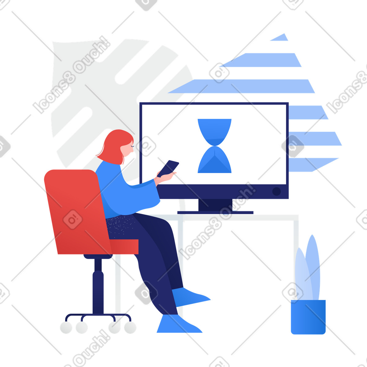Waiting, downloading illustration in PNG, SVG