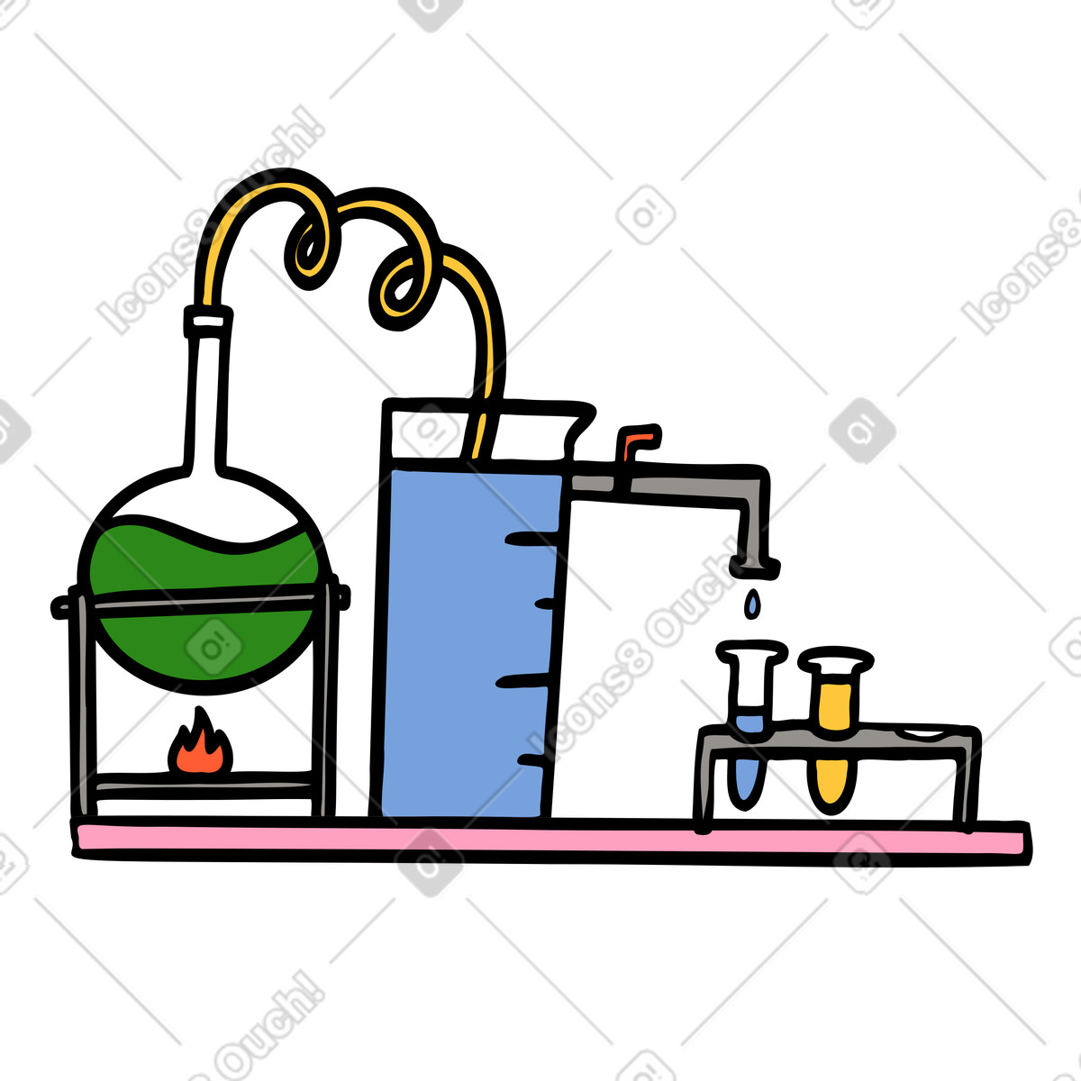 Science experiment with laboratory equipment illustration in Comic style download in PNG, SVG