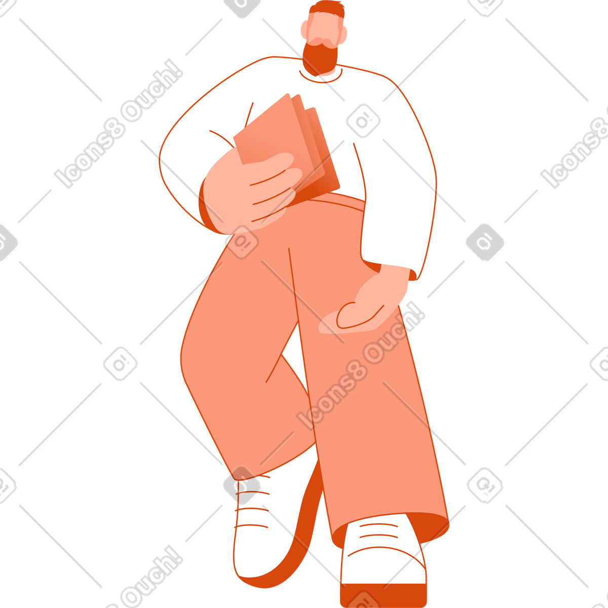 Cartella della holding dell'uomo illustrazione in stile Orange scarica in PNG, SVG