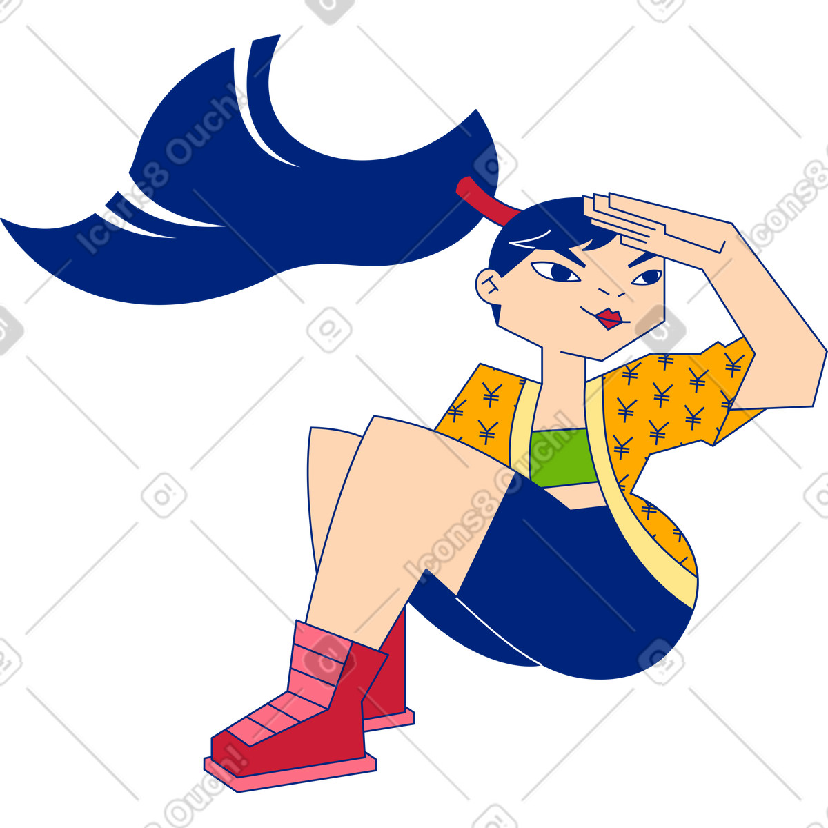 Ragazza illustrazione in stile Neo-Sakura scarica in PNG, SVG