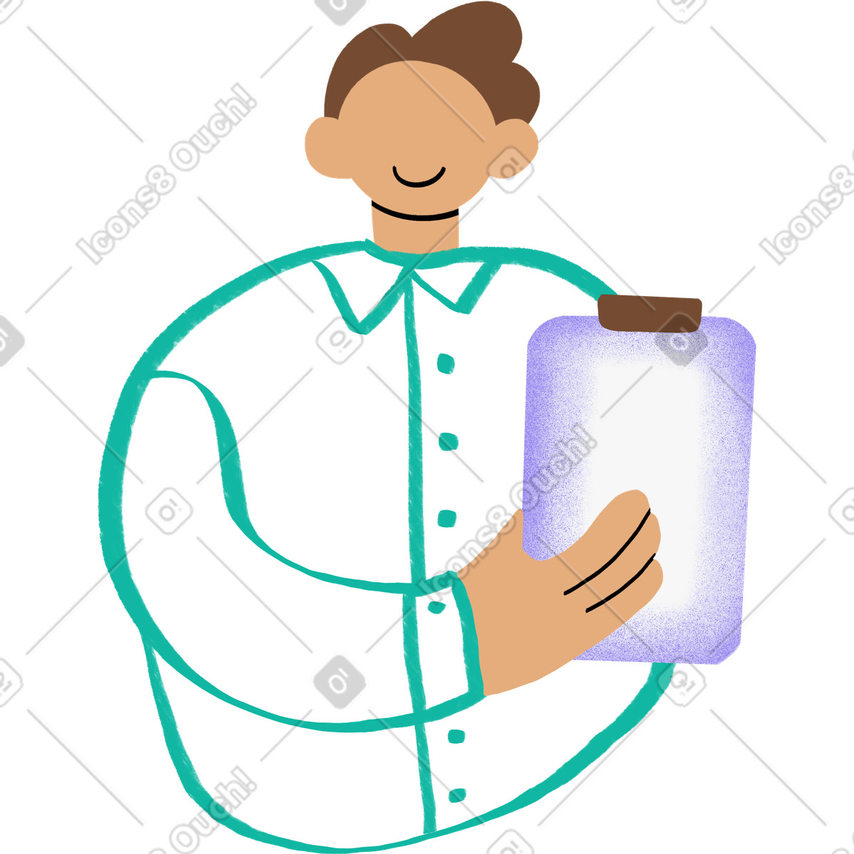 Torso of a office worker with notepad illustration in Bonny style download in PNG, SVG