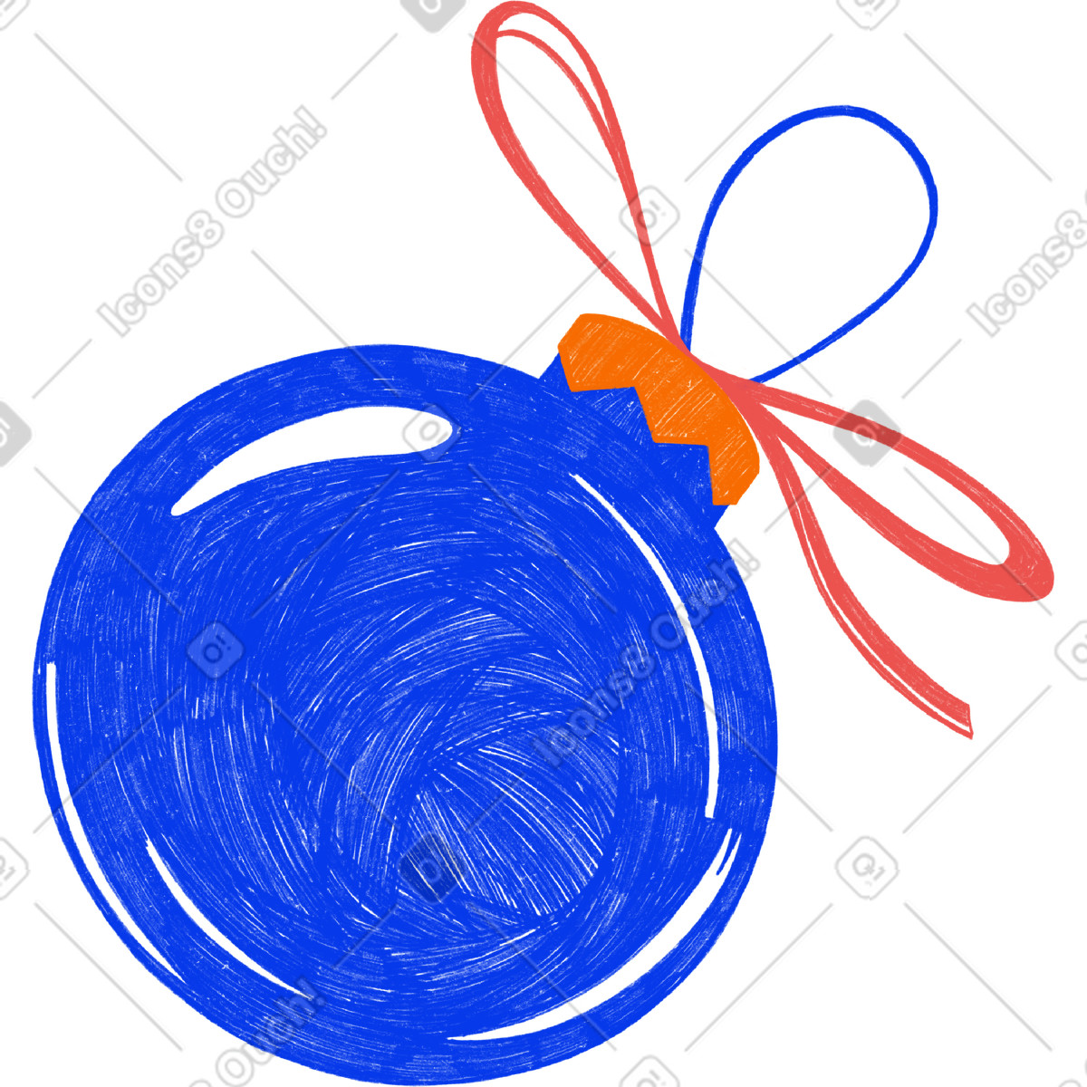 Ilustración Blue round new year's eve ball en estilo Biro a descargar en PNG y SVG