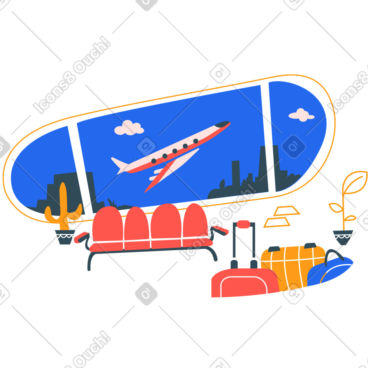 Königreich flughafen-Illustration im Kingdom-Stil als Download in PNG, SVG