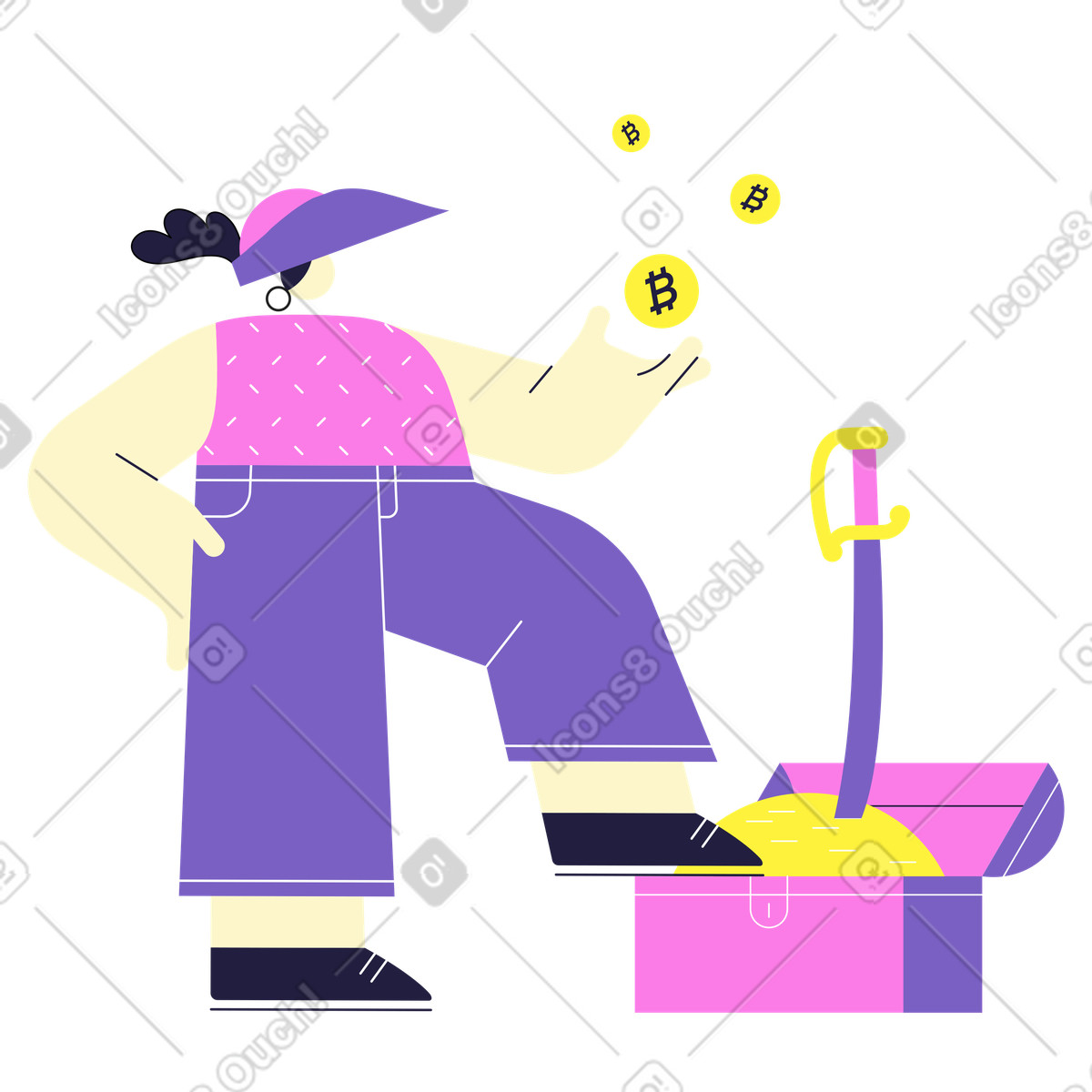 Иллюстрация Современный пират нашел биткойн-клад в PNG и SVG